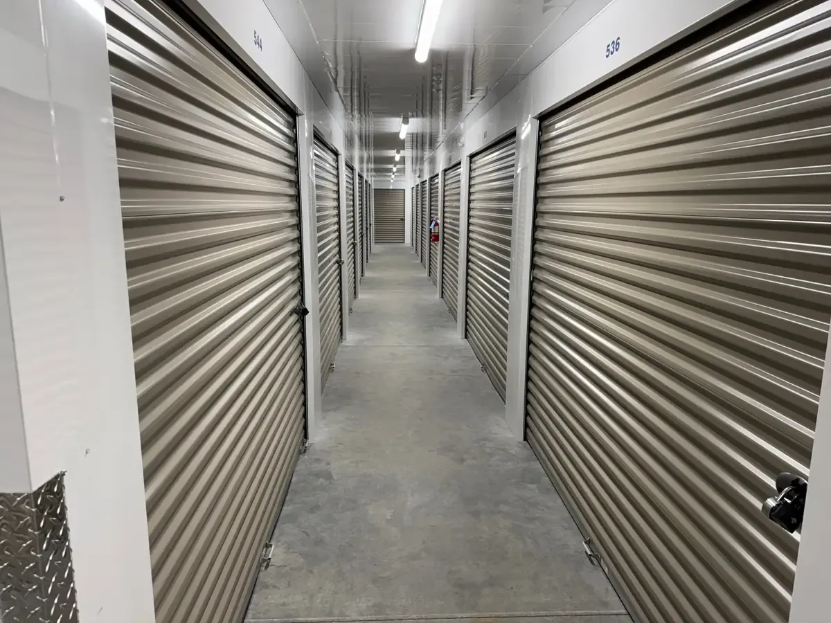 Interior hallway of a storage facility