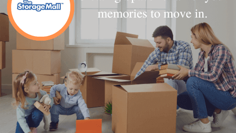 family moving, boxes, children, adults